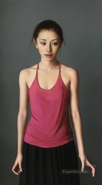 中国 Painting - 赤いベストの女の子 中国の女の子